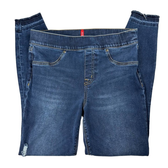Spanx Distressed Ankle Skinny Jeans Medium Wash Size M - Picture 2 of 10